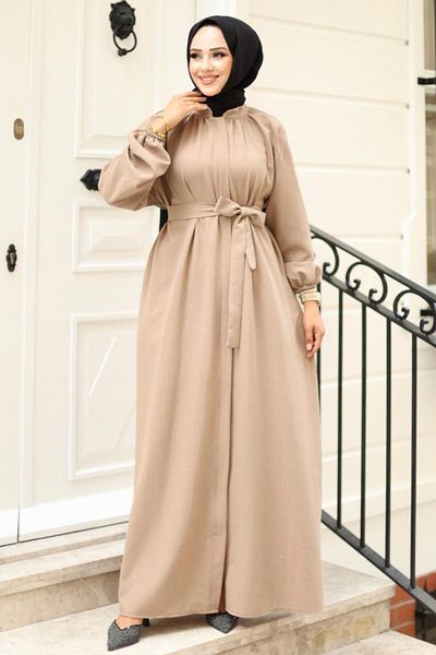 Herita Abaya mit verdecktem Reißverschluss und Gürtel
