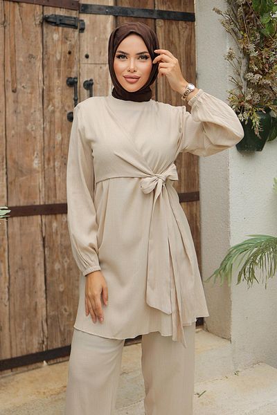 Herita Yandan Bağlamalı Hijab-Set