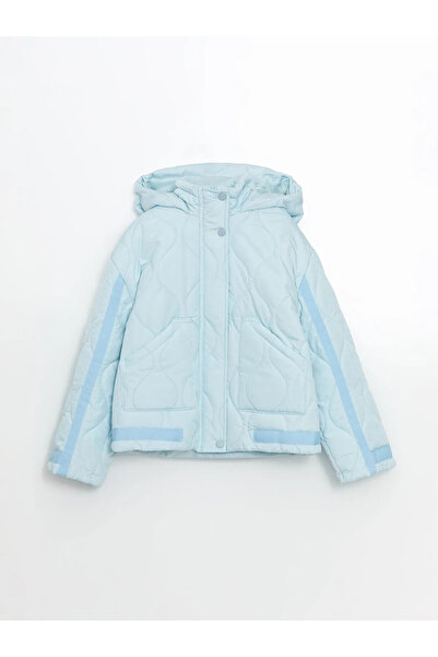 LC Waikiki Kids Mavi Kapüşonlu Kapitone Kız Çocuk Mont