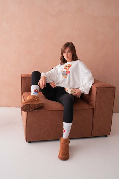 Moda Amore Hanorac Crop Teddy Bear - Transpirație Teddy Bear Fără șard Design subțire 3 fire 222