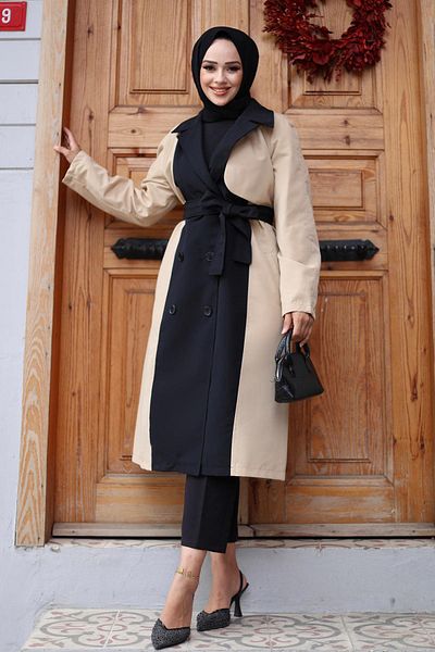 Herita Trenchcoat mit Knopfleiste vorn und Verzierung - UK