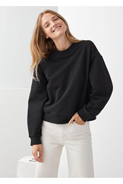 Butik Bisiklet Yaka Oversize Sweetshirt Siyah