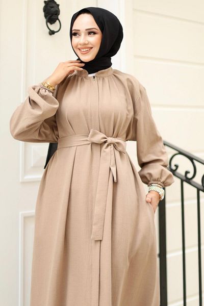 Herita Abaya mit verdecktem Reißverschluss und Gürtel