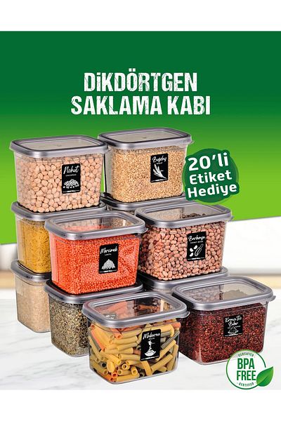 safestore 12 قطعة 24 قطعة 1.2 لتر مستطيلة مجموعة حاوية تخزين البقوليات مع 20 علامة هدية