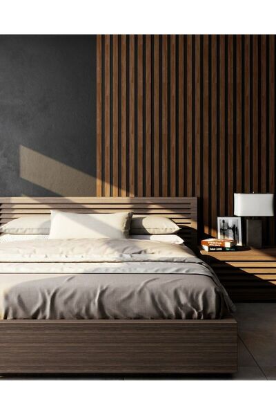 StarWood Elit Store Dekorasyon Ahşap Şerit Duvar Panelleri Duvar Çıtası Iskandinav Ceviz Renk (10 ADET)