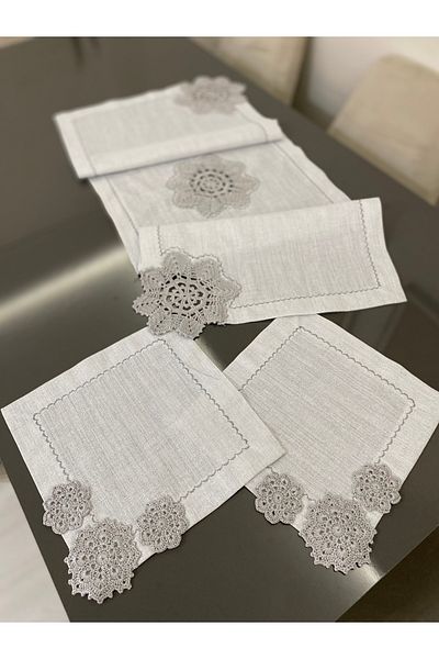 Parla Life Γκρι Glitter Gardenia Runner - 40x120x2 Κάλυμμα κομοδίνου 30x30