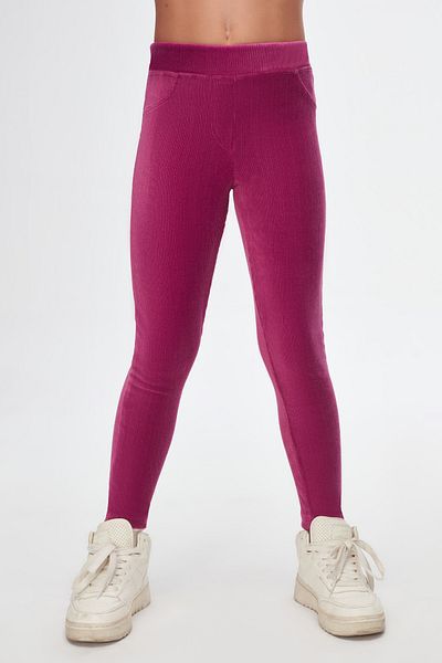 LOVETTI Purple Girl's Corduroy Tights with Ornamental Pockets