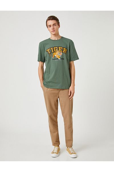 Koton College T-Shirt Tiger Printed Crew Neck Short Sleeve