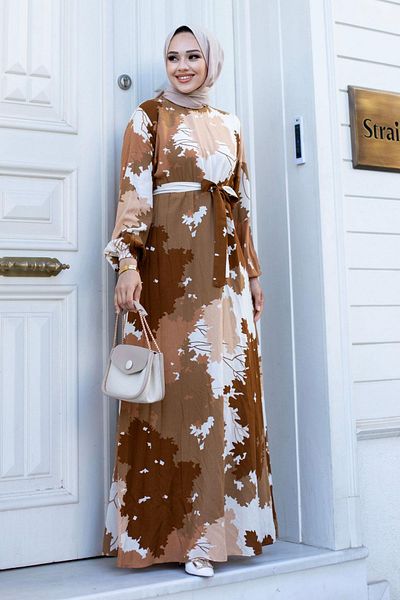 Herita Hijab-Kleid mit Blattmuster