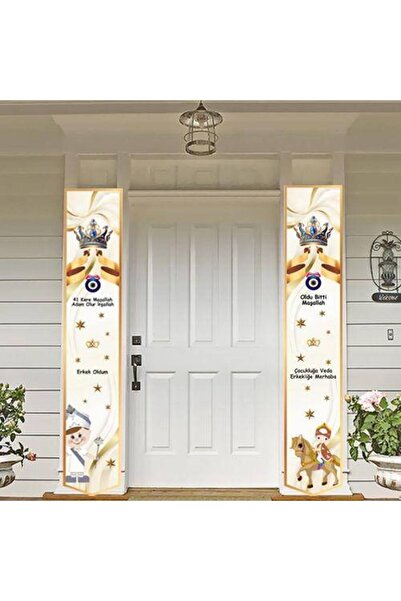 Parti Dükkanım Sünnet Afişi Krem Gold Rengi 160*30 cm