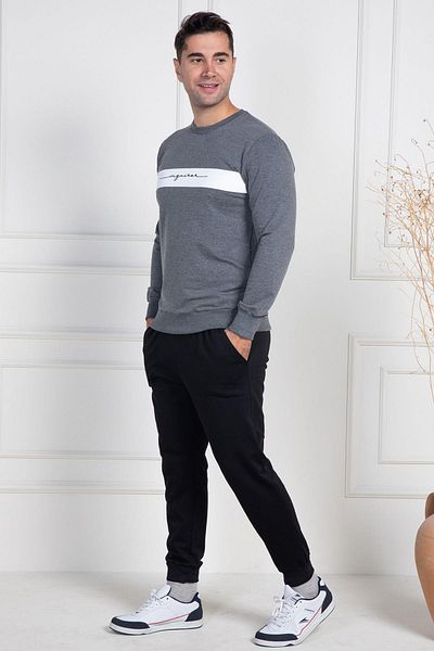 Mecit Pijama Σετ ανδρικές πιτζάμες Mecit 2976 Grey Two Thread Knitted Sports Model