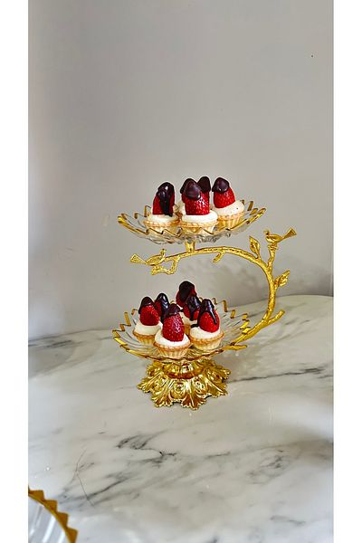 USD HOME Gold Two-Layer Floor Standing Service Presentation Plate