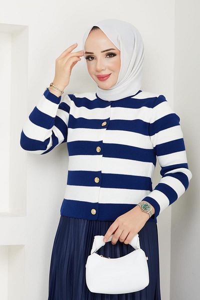 Miraydın Butik Γυναικεία Πλεκτά Ζακέτα Πλισέ Φούστα - ΣΚΟΥΡΟ ΜΠΛΕ