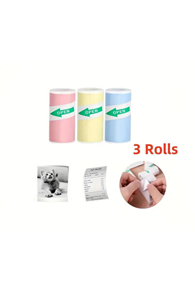 Hapşuruk Renkli Mini Termal Yazıcı Rulosu Yapışkanlı Kağıt Yüksek Kalite