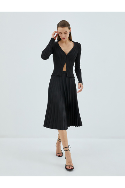 Koton Σατέν Μίντι Φούστα Πλισέ A-Line