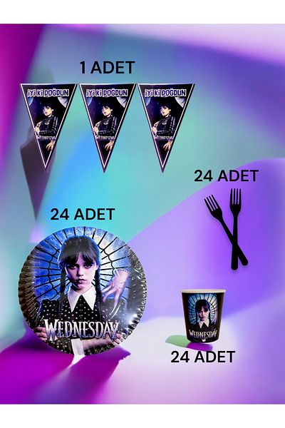 VibeHome Wednesday Themed S Pack for 24 - Birthday Party and Fun Events