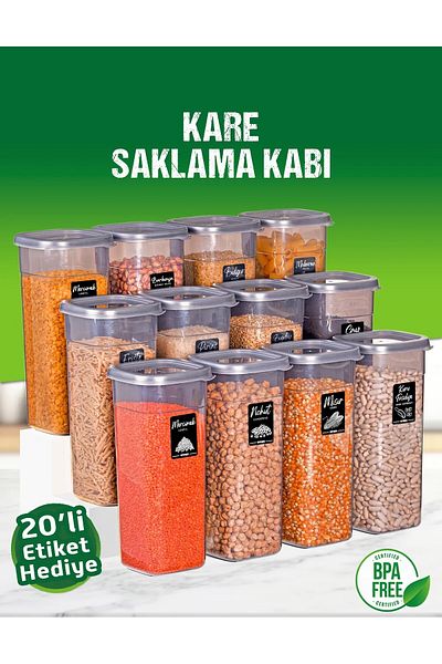 safestore مجموعة تخزين طعام مربعة كبيرة الحجم سعة 1.7 لتر - 12 قطعة، 24 قطعة، وعاء توابل مع 20 علامة هدية
