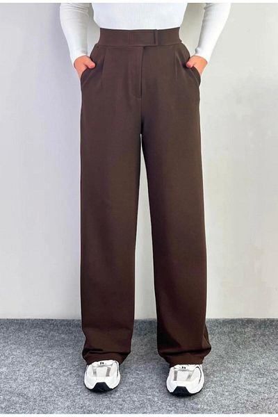 Karaca Butik Women's Lycra Velcro Closure Navy Blue Palazzo Pants