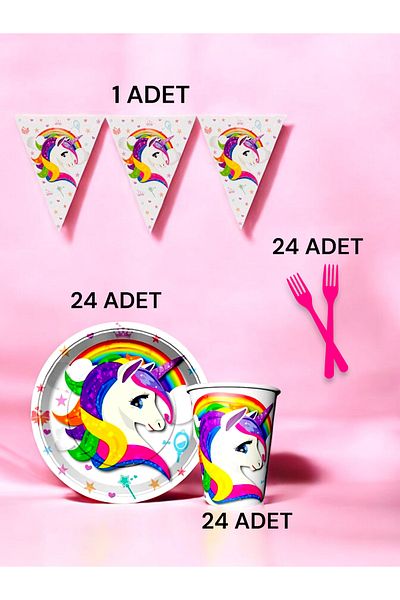 VibeHome Unicorn Themed S Package for 24 - Birthday Parties and Fun Events