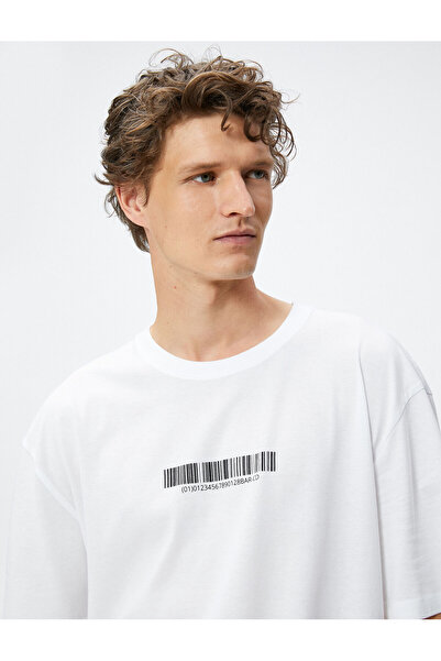 Koton Tricou supradimensionat din bumbac cu etichetă imprimată cu gâtul turn