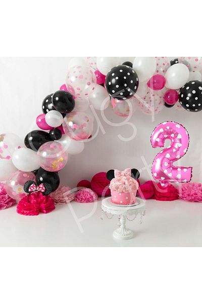 CUGY Mickey Themed Girl's Birthday Decoration 2 Year Old Party Celebration Set