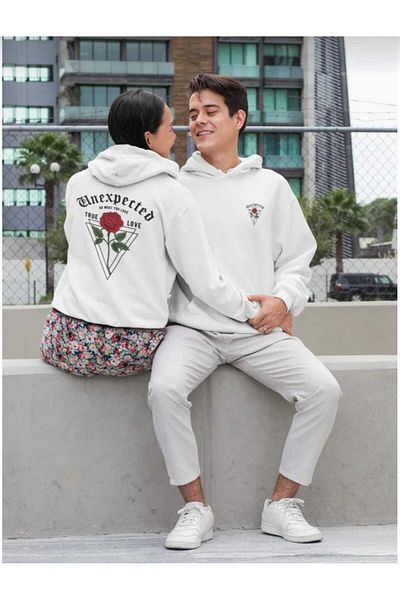 BUY CENTER Lover Couple Combos Unexpected 2 Items Λευκό φούτερ με κουκούλα