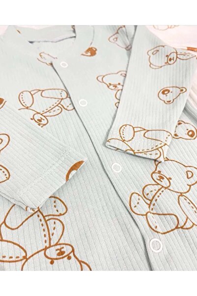MYZİ STORE Baby Teddy Bear Patterned 2-Piece Romper 100% Cotton