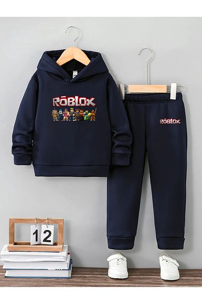 Little Wears Roblox Premium 3Rd for Boys Yarn Compact Sweatshirt & Sweatpants Set