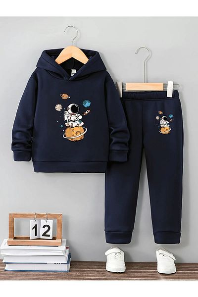 Little Wears Astronaut Premium Sweatshirt & Sweatpants Set for Boys and Girls