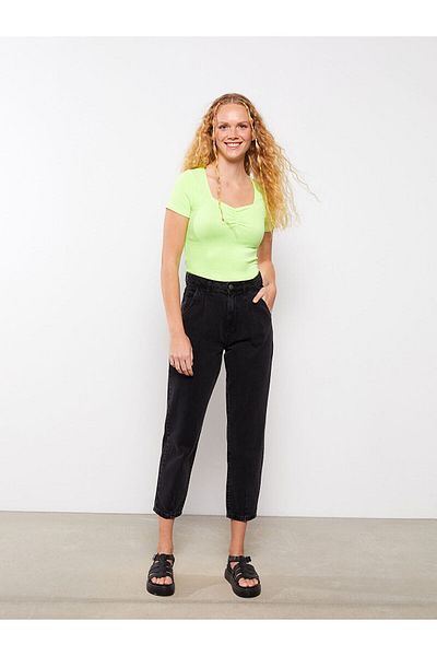 LC Waikiki LCWK Ψηλόμεση Mom Fit Γυναικείο τζιν παντελόνι με λεπτομέρεια τσέπης