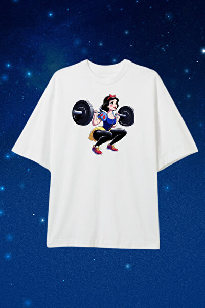 Dupe Design Halterci Kız GYM Baskılı Oversize T-shirt