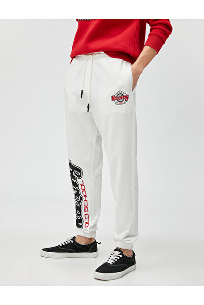 Koton Jogginghose im Rennsport-Stil, bedruckt mit doppelten Spitzentaschen an der Taille