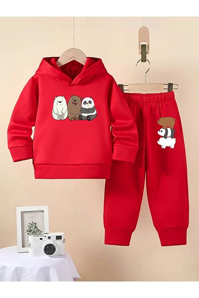 Little Wears Bears with Heads Premium Compact Sweatshirt & Sweatpants Set for Girls and Boys