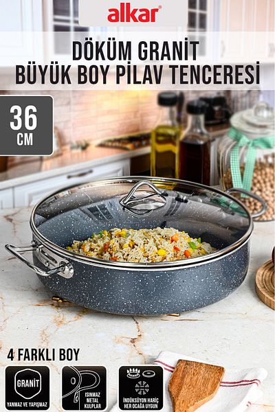 FİTHOME Cast Granite Large Size Fireproof Non-Stick Industrial Rice Pot