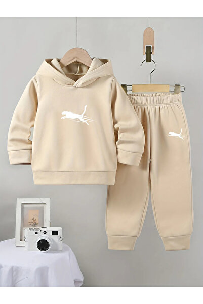 Little Wears Cheetah Premium 3. Yarn Compact Sweatshirt & Sweatpants Set