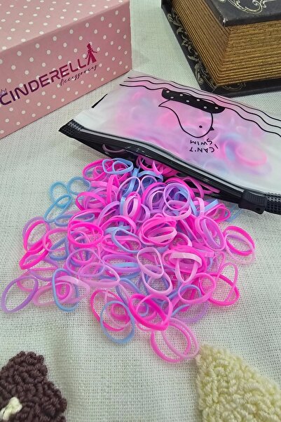 Cinderella 300'lü Çantalı Kalın Dayanıklı Küçük Kız Çocuk Lastik Toka Seti - ...