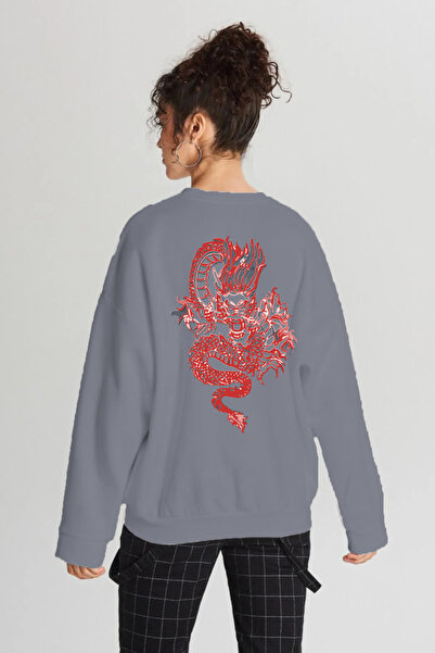 Pasage Μπλουζάκι TREND NICE O oversized Front Dragon B με τύπωμα Μαύρο φούτερ