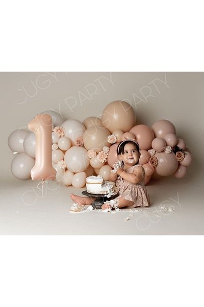 CUGY Retro Coffee Tones 1 Year Old Number Birthday Decoration Party Celebration Set