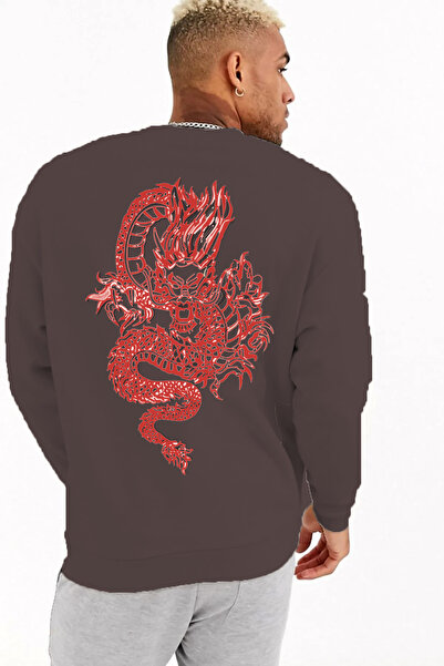 Pasage Μπλουζάκι TREND NICE O oversized Front Dragon B με τύπωμα Μαύρο φούτερ