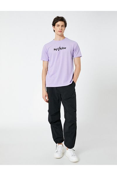 Koton Slogan Printed T-Shirt Crew Neck Short Sleeve Slim Fit