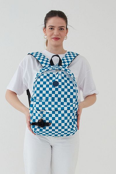 bakacstore Țesătură în carouri impermeabilă unisex - Liceu, Liceu, Rucsac școlar, Bergamo cu cadou breloc