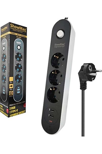 Genel Markalar Sh4628 Termal Akım Korumalı Uzatma Kablosu 3*Priz + 2*Usb + Ty...