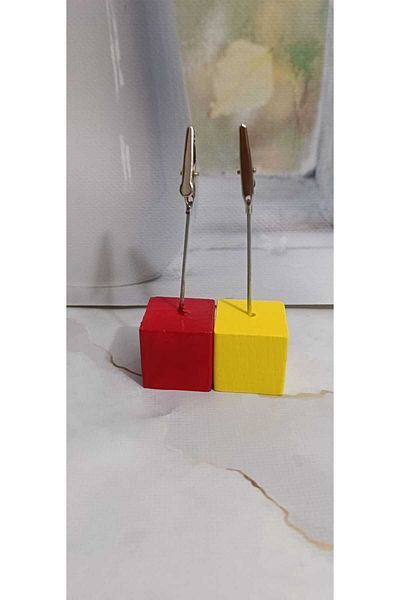 Merland Set of 2 Handmade Cube Note Holders - Yellow and Red