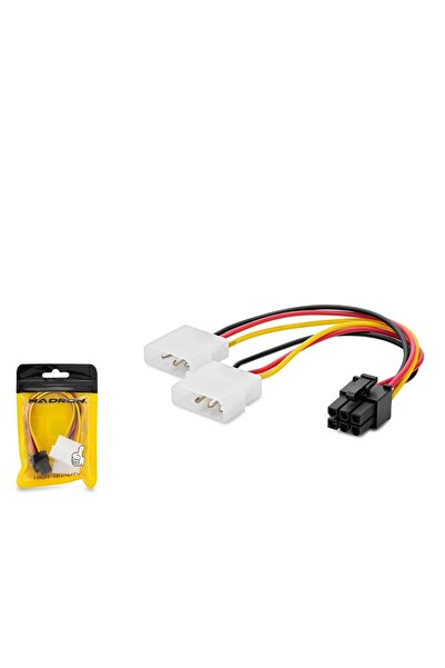 HADRON HDX5520 Molex to 6 Pin Ekran Kartı Power Kablosu 26 cm Siyah