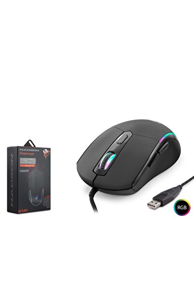 HADRON Destroyer G340 Gaming Mouse 150Cm Kablolu 6400 Dpi Rgb Oyuncu Mouse Siyah