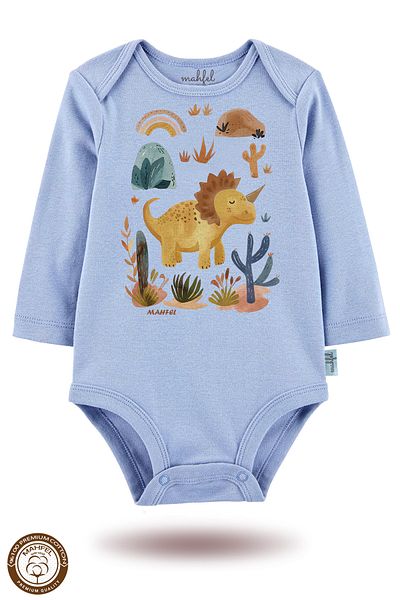 MAHFEL 2-Piece 100% Cotton Organic Printed Snap Fastener Baby Bodysuit