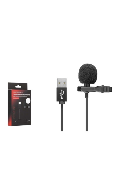 HADRON HD569 Yaka Mikrofonu 1.5 m USB Siyah