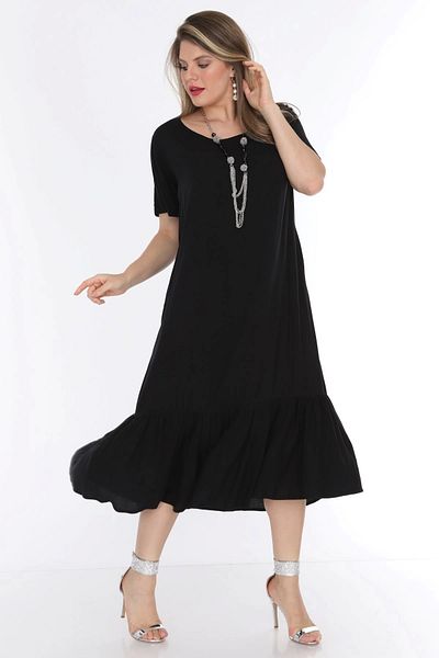 DEFNADA Γυναικείο φόρεμα Plus Size Μαύρο 1569