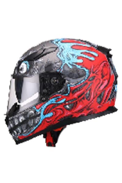 Sway 816 Mat Teeth Red Full Face Motosiklet Kaskı