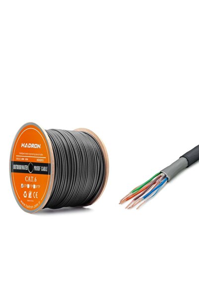 HADRON Hdx5015 Cat6 Kablo 24awg 51mm Od6.5 Dış Mekan 305m Siyah